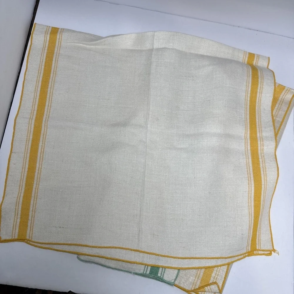 VTG‎ Linen Tea Towels Lot 3 Linen Flour Sack Striped Kitchen